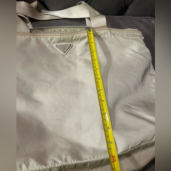 Vintage Prada Tessuto Tote Large Shoulder Bag Well-Loved Beige Authentic Y2K - Picture 12 of 17